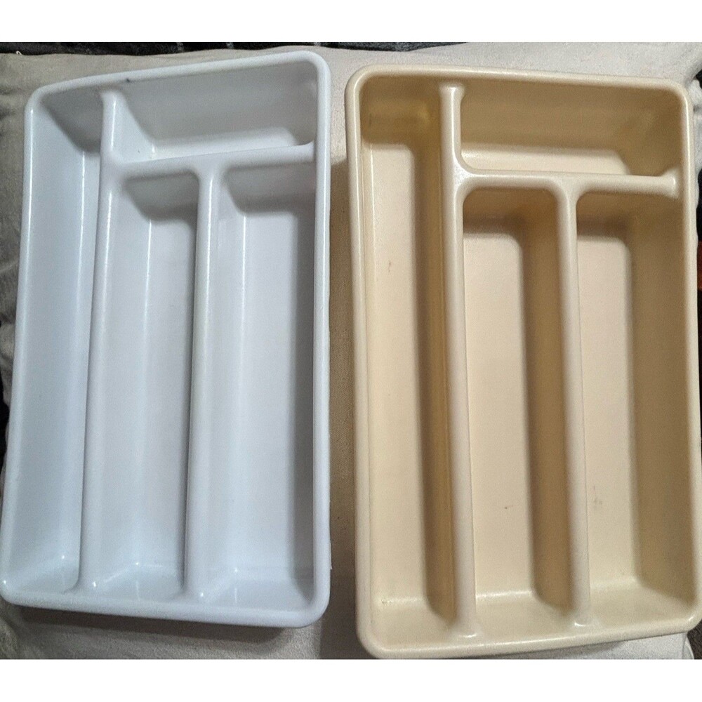 Vintage Rubbermaid Drawer Organizers Set of 2 White & Cream #0522